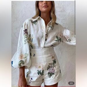 Floral Linen Blend Two Piece Set